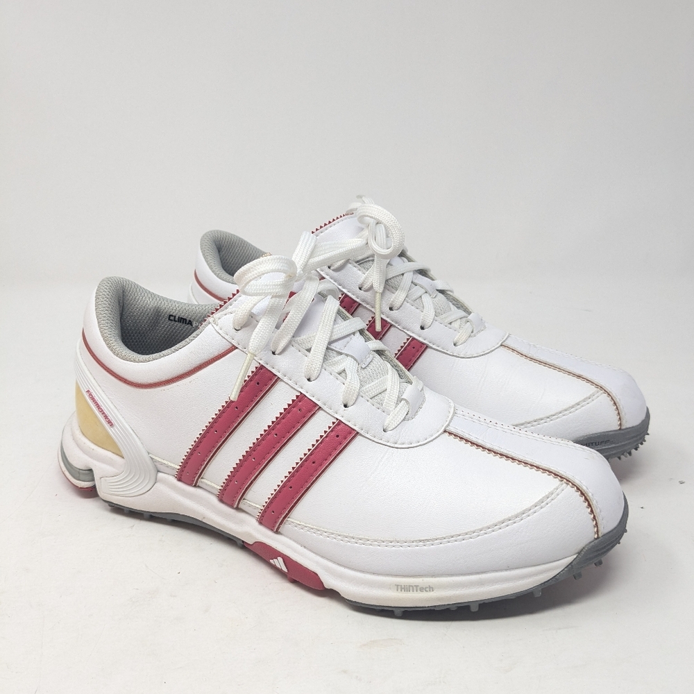 Adidas Golf Sneakers Formotion Climaproof White Pink Lace-Up Shoes Sz 7.5 Womens